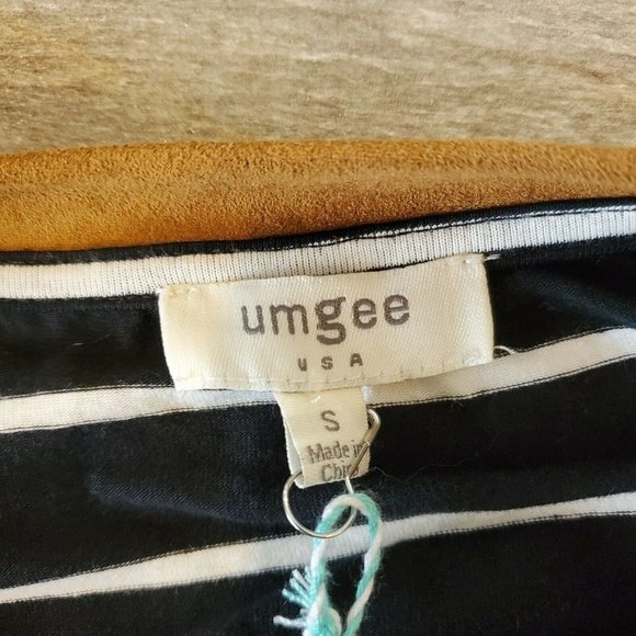 Umgee Longsleeve Tunic Top Oversized Black Gray Striped Pockets R7977 Size Small - Picture 7 of 8